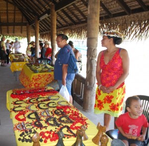 Seed necklaces on display