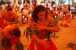 Marquesan men dancing