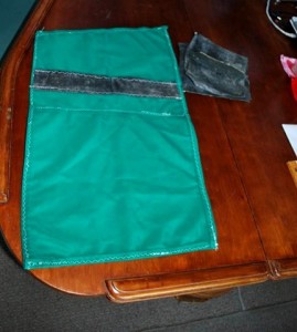 Leather from an old briefcase was sewn into the tool roll
